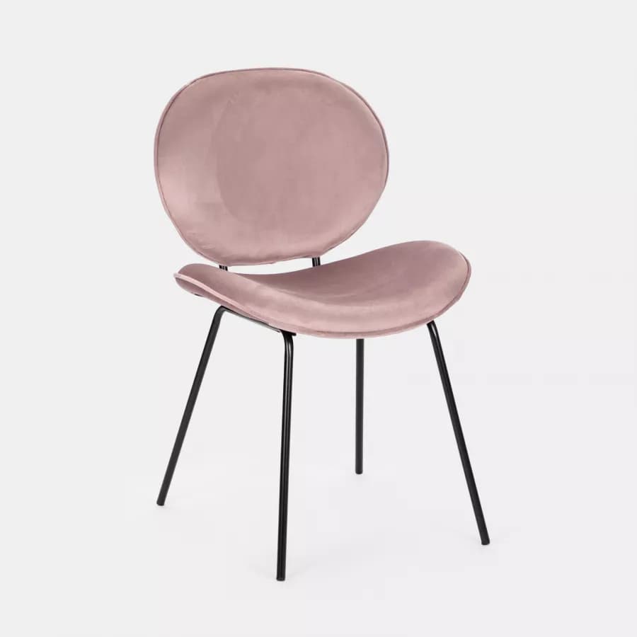 Set 2 sedie in velluto glicine con gambe in metallo nero - Milva
