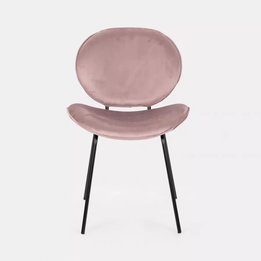Set 2 sedie in velluto glicine con gambe in metallo nero - Milva