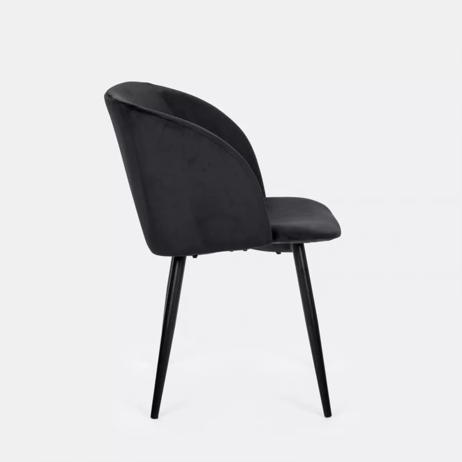 Set 2 sedie in velluto nero con gambe in metallo nero - Mady