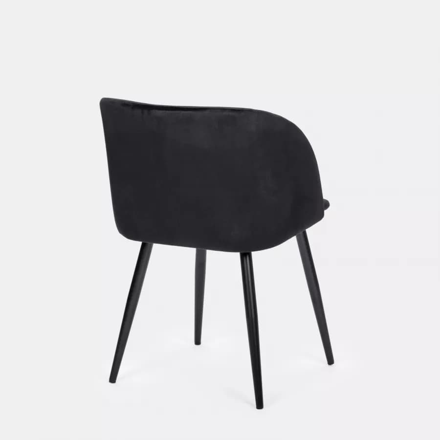 Set 2 sedie in velluto nero con gambe in metallo nero - Mady