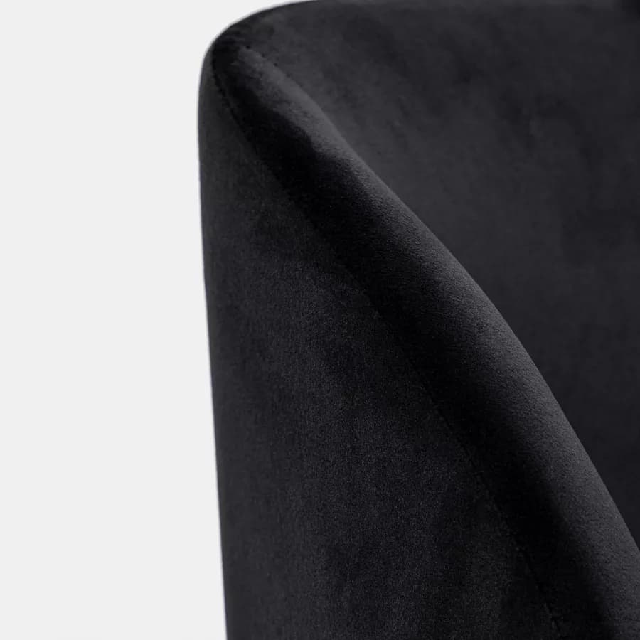 Set 2 sedie in velluto nero con gambe in metallo nero - Mady