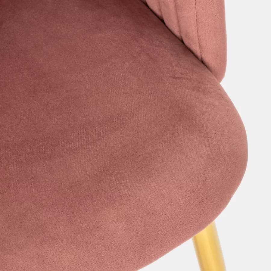 Set 2 sedie in velluto trapuntato rosa antico e gambe in metallo finitura oro - Clare