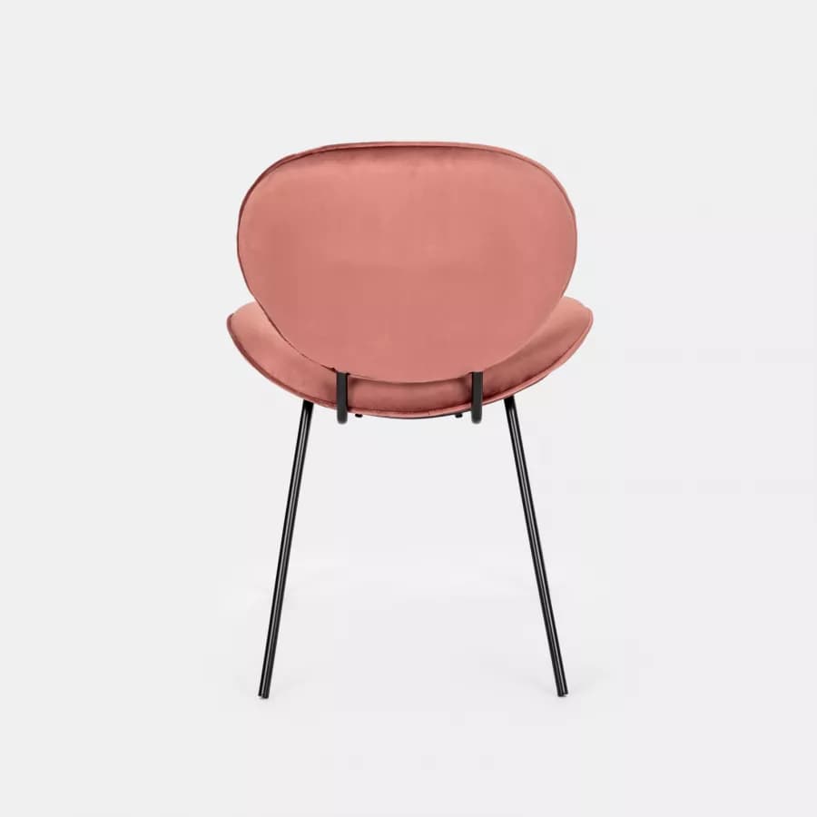 Set 2 sedie in velluto rosa antico con gambe in metallo nero - Milva