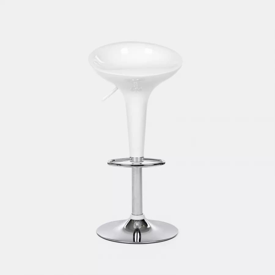 Set 2 sgabelli bianchi con poggiapiedi e base cromata - Cocorito
