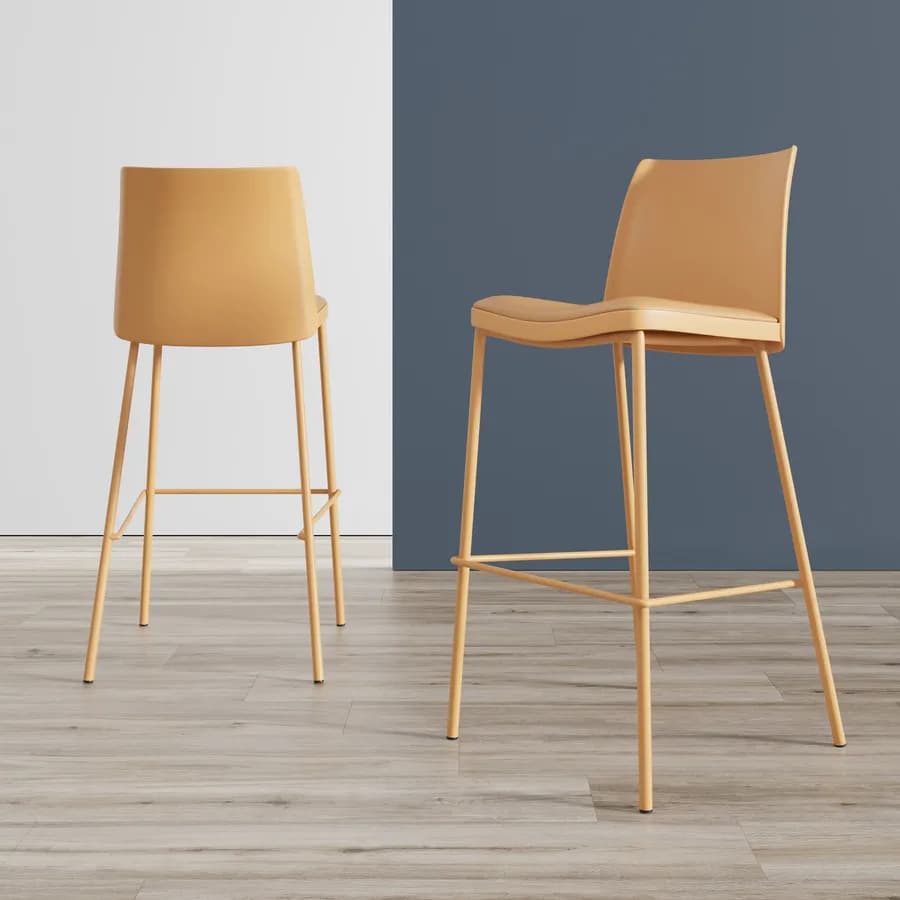 Set 2 sgabelli in similpelle con struttura in metallo senape - Drusilla
