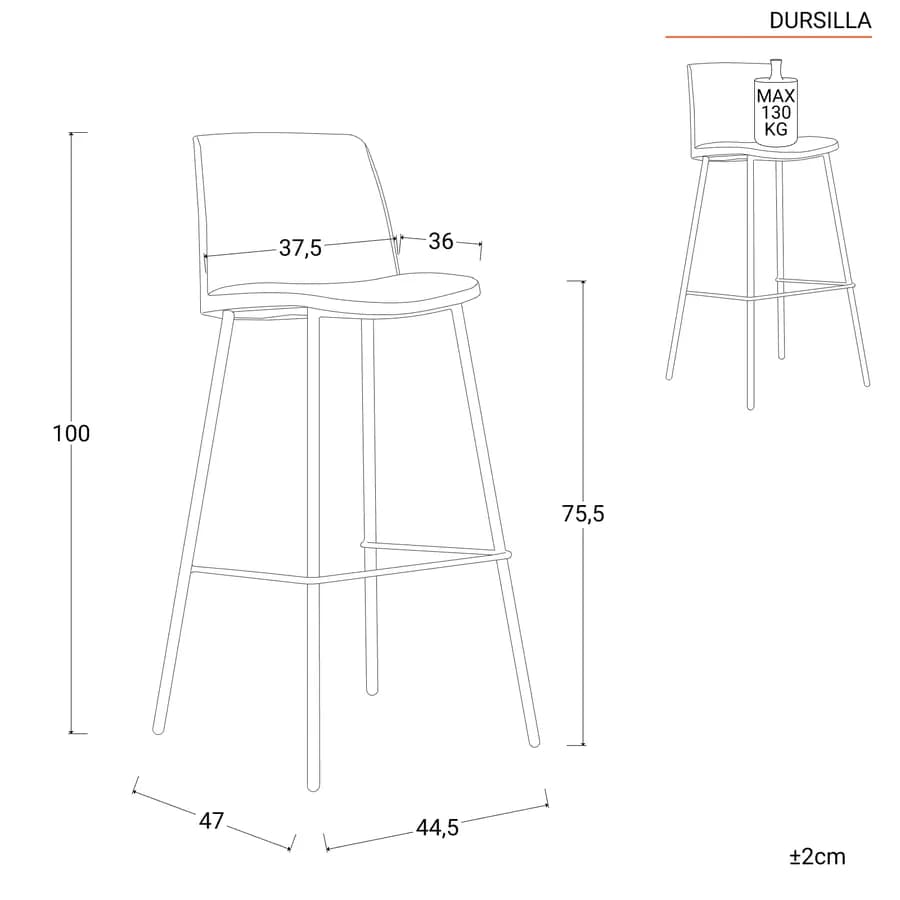 Set 2 sgabelli in similpelle nera con struttura in metallo - Drusilla