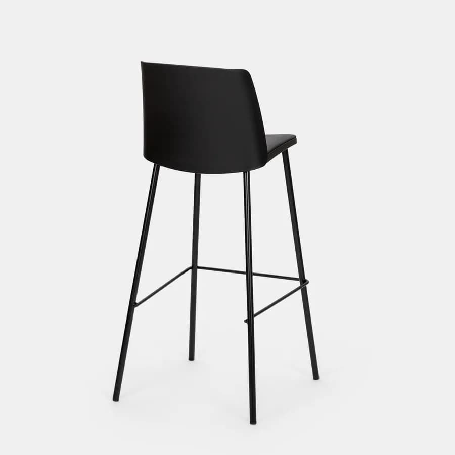 Set 2 sgabelli in similpelle nera con struttura in metallo - Drusilla