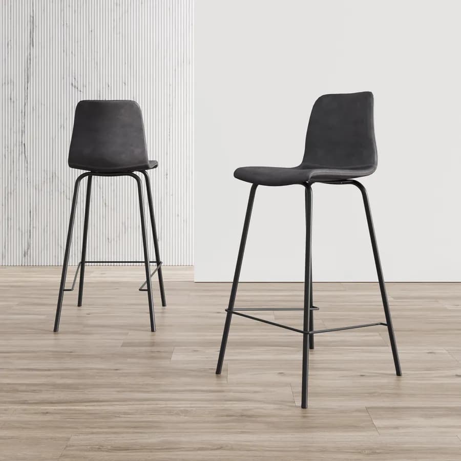 Set 2 sgabelli in similpelle antracite - Persy
