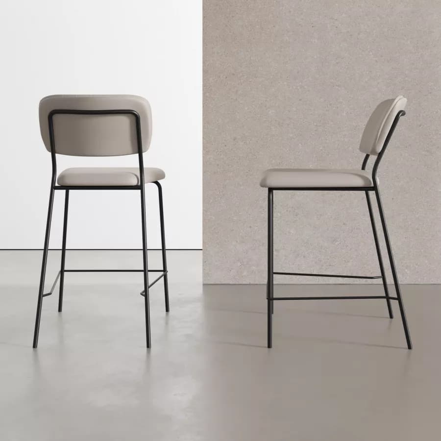 Set 2 sgabelli in similpelle grigio chiaro - Marmin