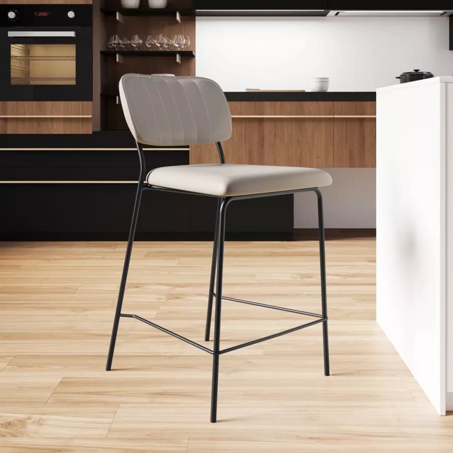 Set 2 sgabelli in similpelle grigio chiaro - Marmin