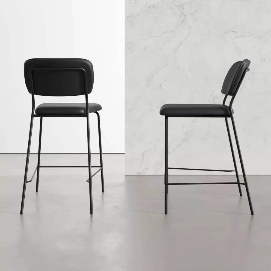 Set 2 sgabelli in similpelle nero - Marmin