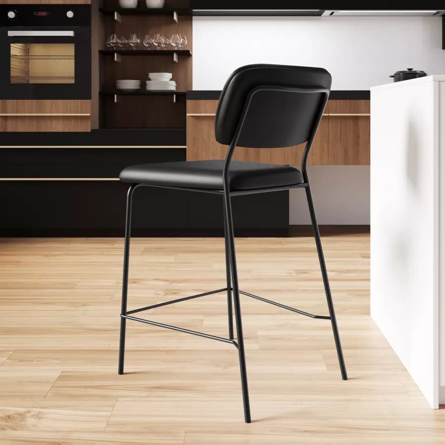 Set 2 sgabelli in similpelle nero - Marmin