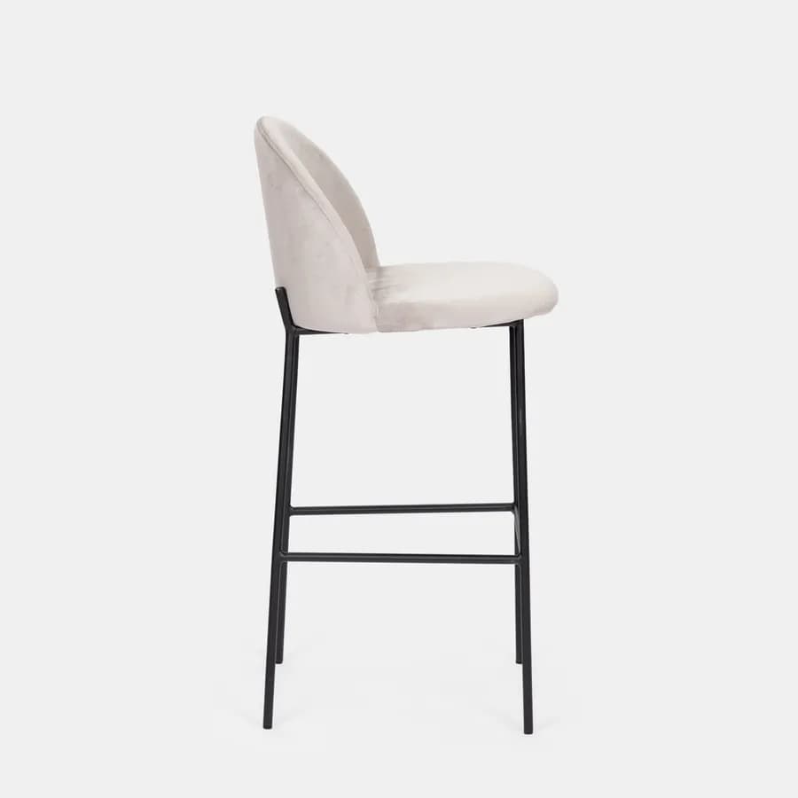 Set 2 sgabelli in velluto grigio chiaro con gambe nere - Wilmer