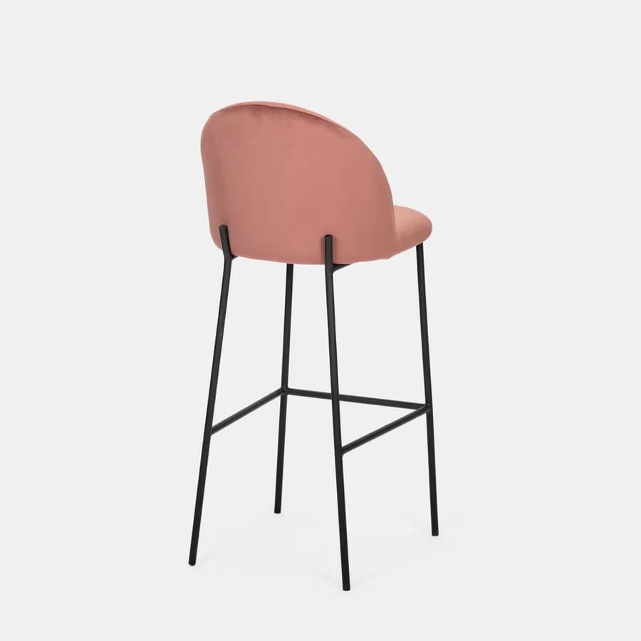 Set 2 sgabelli in velluto rosa con gambe nere - Wilmer