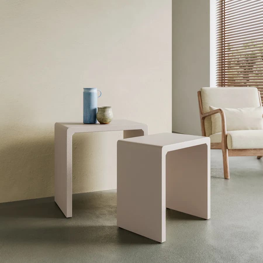 Set 2 tavolini 51x33 cm e 44x30 cm bianco opaco - Nocro