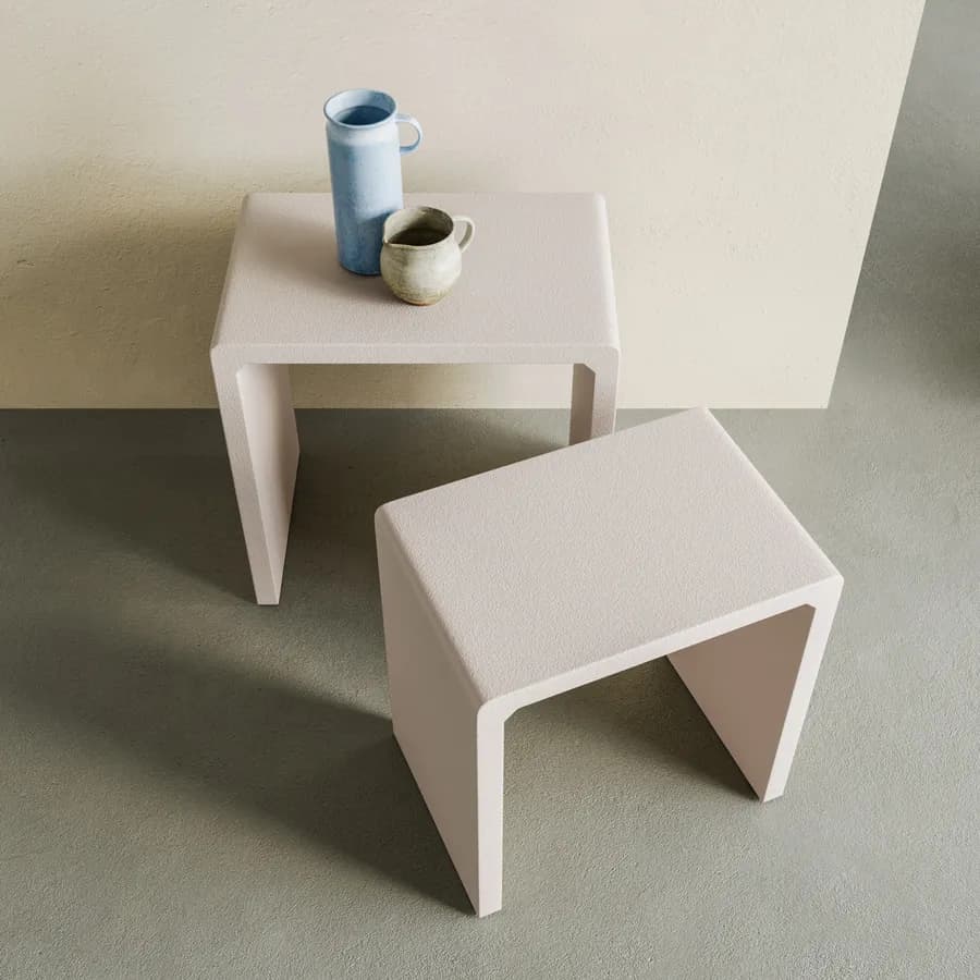 Set 2 tavolini 51x33 cm e 44x30 cm bianco opaco - Nocro