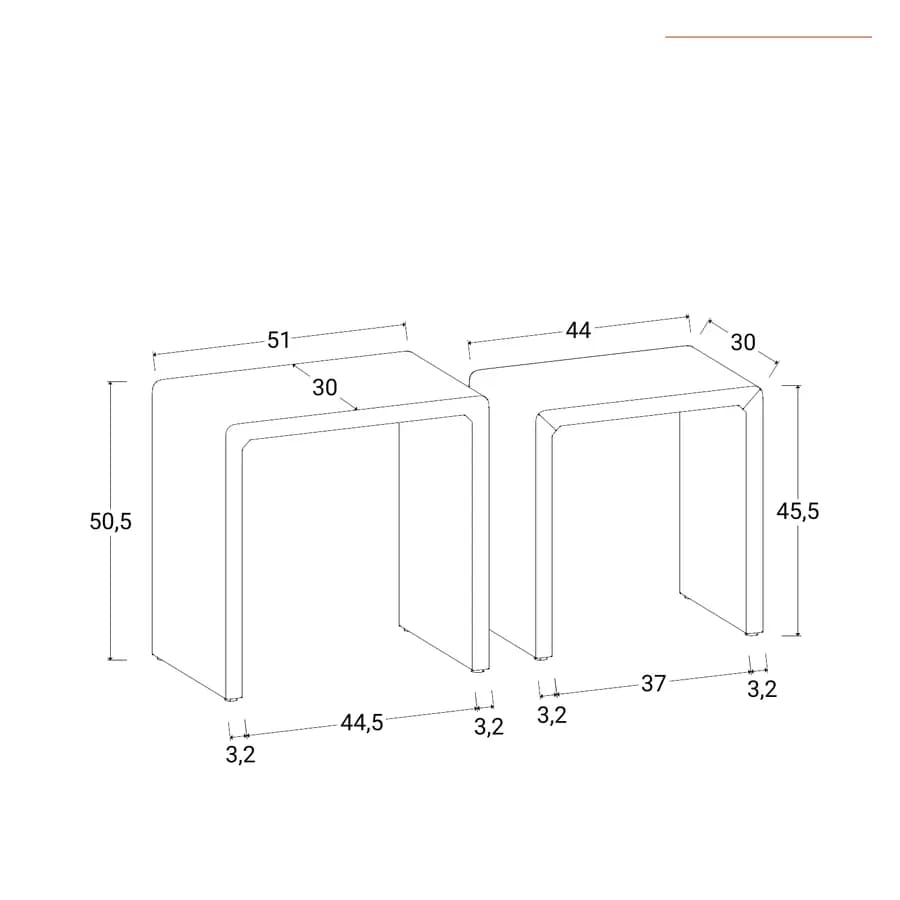 Set 2 tavolini 51x33 cm e 44x30 cm bianco opaco - Nocro