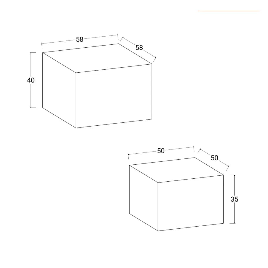 Set 2 tavolini 58x40 cm e 50x35 cm effetto marmo nero - Hunt
