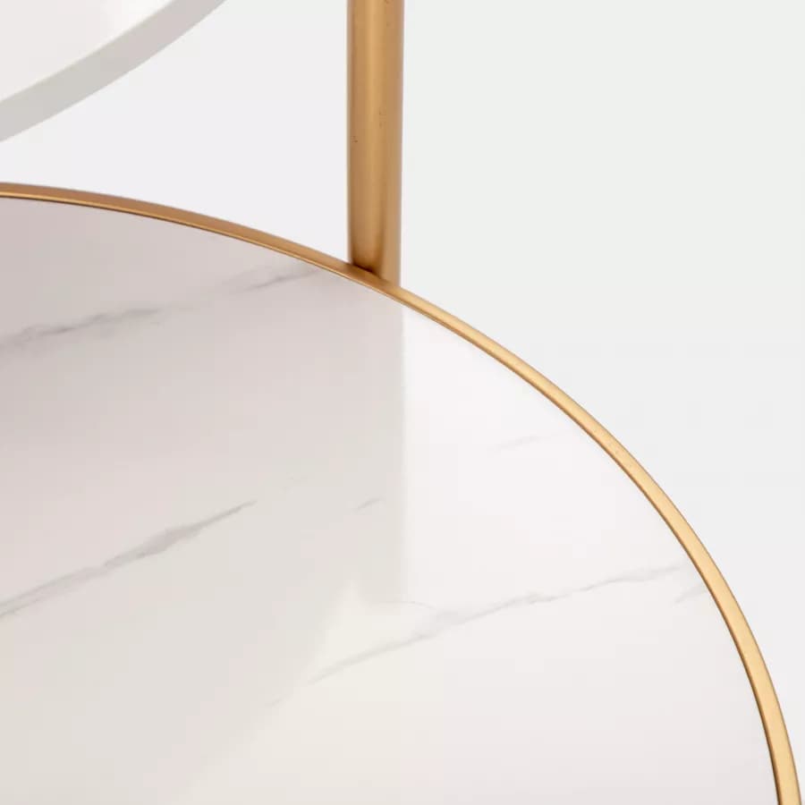 Set 2 tavolini in metallo oro con piano bianco effetto marmo - Lefar