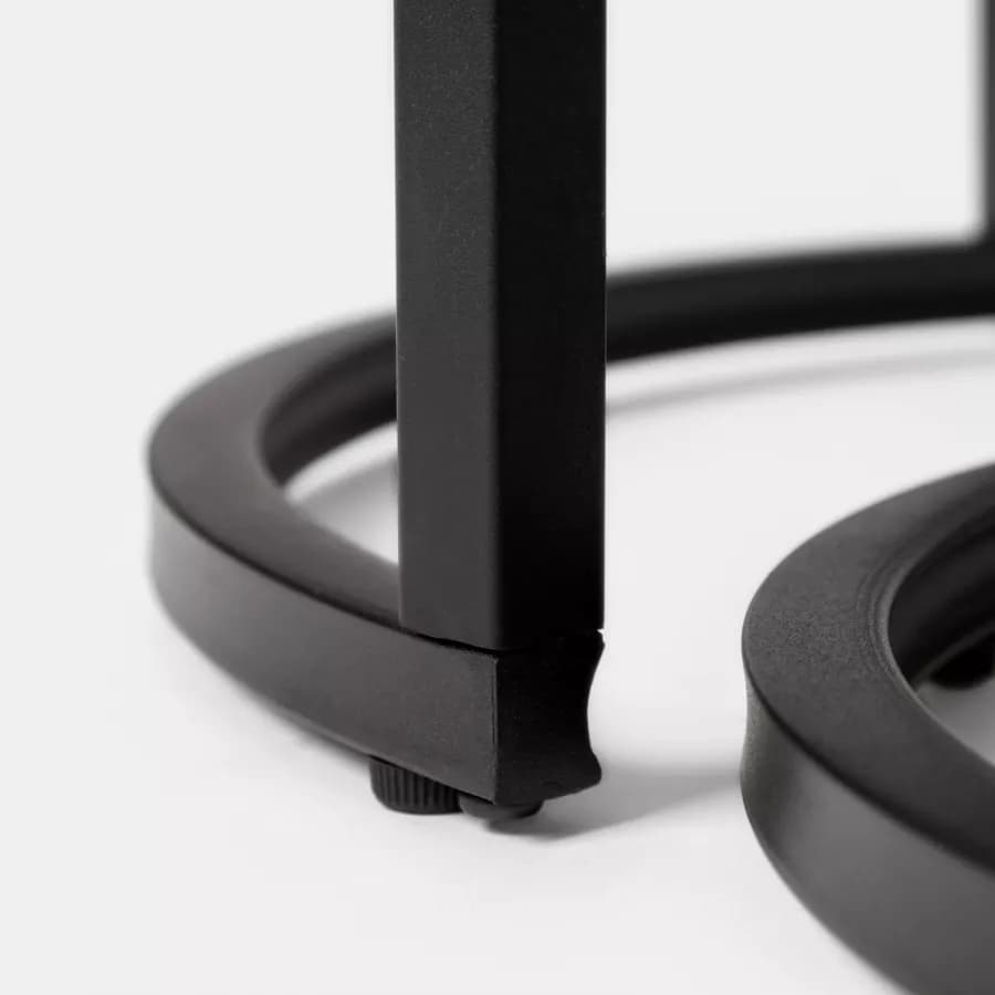 Set 2 tavolini rotondi con piano effetto rovere e struttura in metallo nero - Caio
