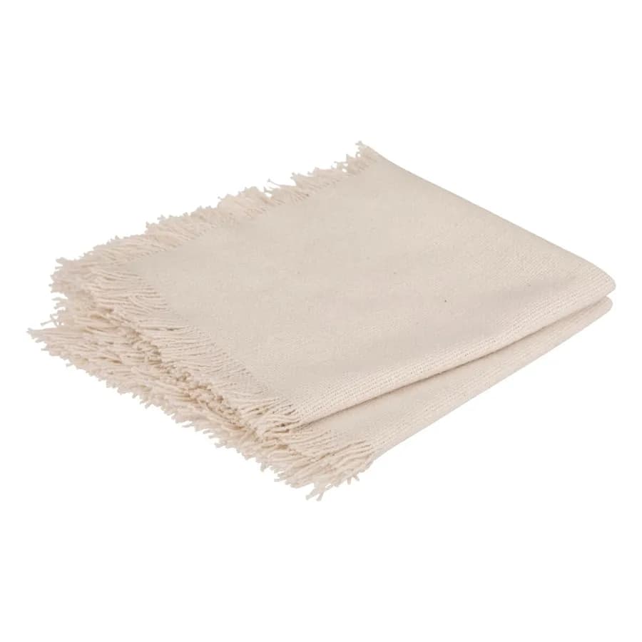 Set 2 tovaglioli in cotone bianco con frange - Saphir