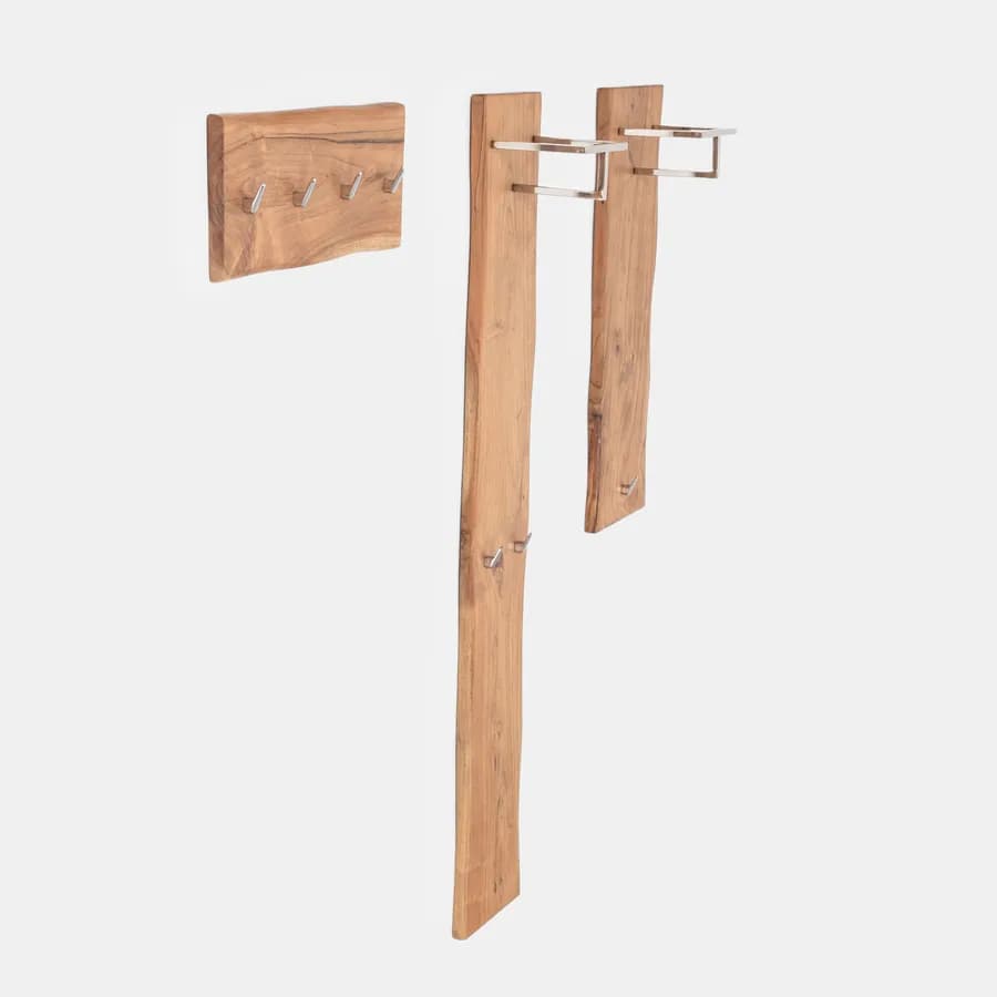 Set 3 appendiabiti in legno di acacia - Freia Stone