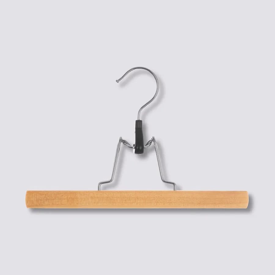 Set 3 grucce appendiabiti con gancio a clip in legno naturale