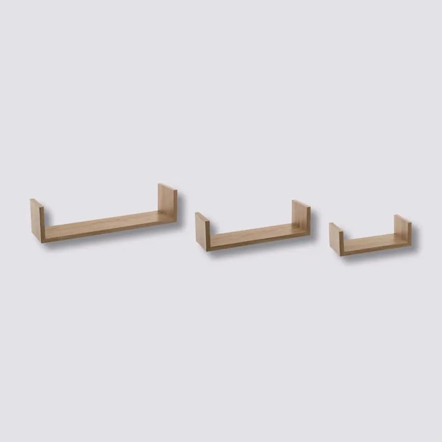 Set 3 mensole in legno effetto rovere naturale - Brasilia