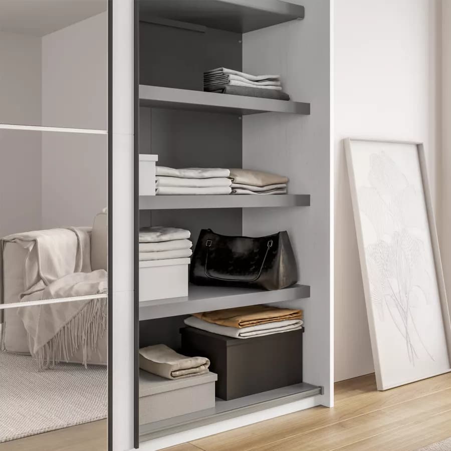 Set 3 mensole per armadio Gilde 220x62x217,5 h cm in legno grafite