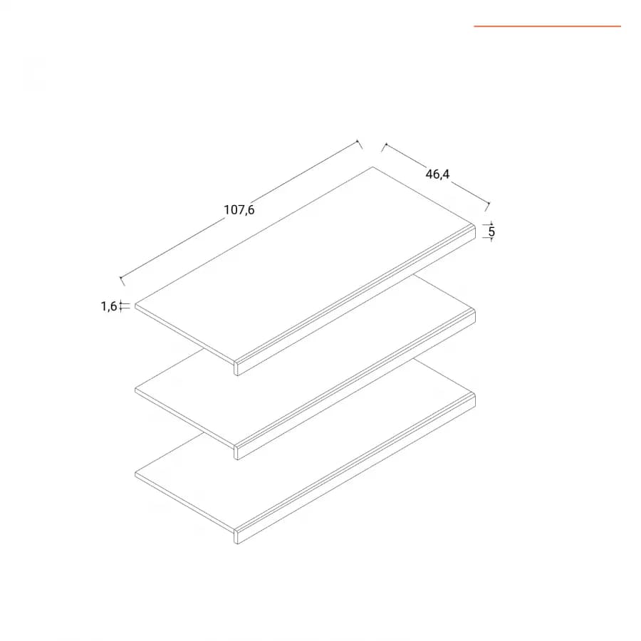 Set 3 mensole per armadio Gilde 220x62x217,5 h cm in legno grafite