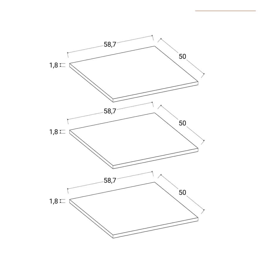 Set 3 ripiani per armadio scorrevole Essex da 120 cm antracite