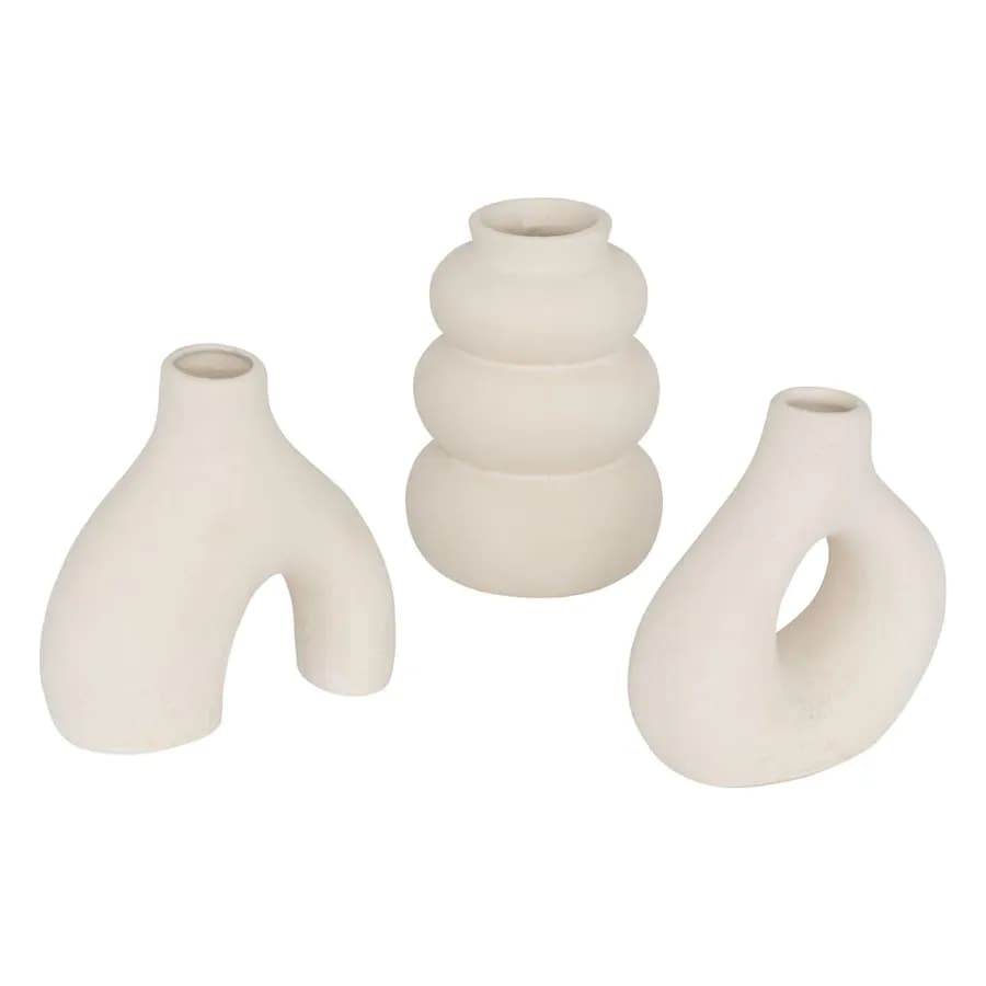 Set 3 vasi da interno 9h cm in ceramica beige