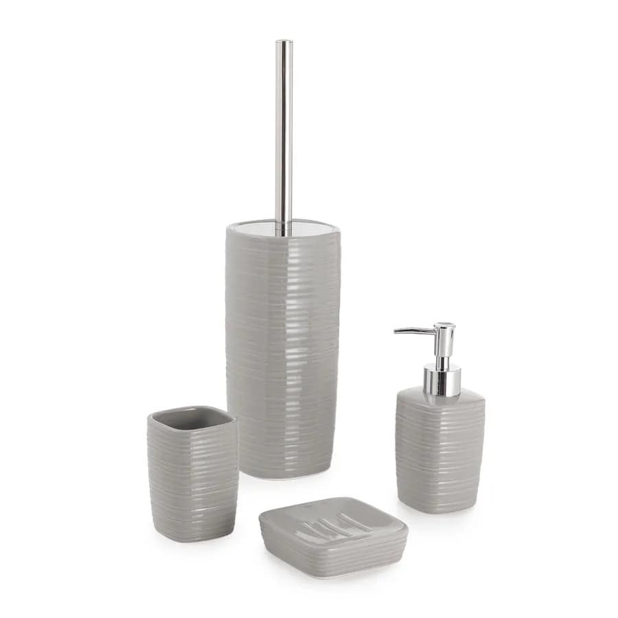 Set 4 accessori d'appoggio in ceramica grigio - Kelly di Gedy