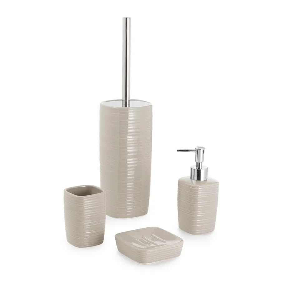 Set 4 accessori d'appoggio in ceramica tortora chiaro - Kelly di Gedy