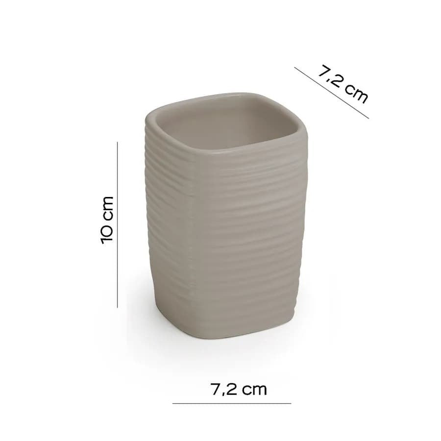 Set 4 accessori d'appoggio in ceramica tortora chiaro - Kelly di Gedy