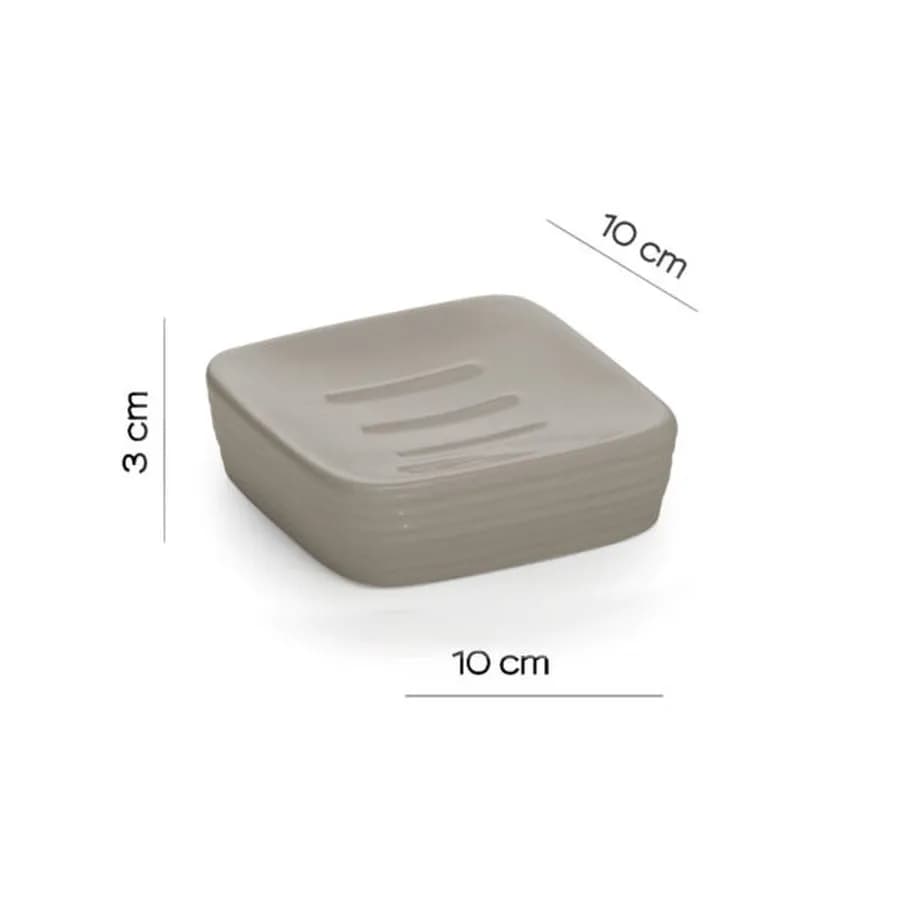 Set 4 accessori d'appoggio in ceramica tortora chiaro - Kelly di Gedy