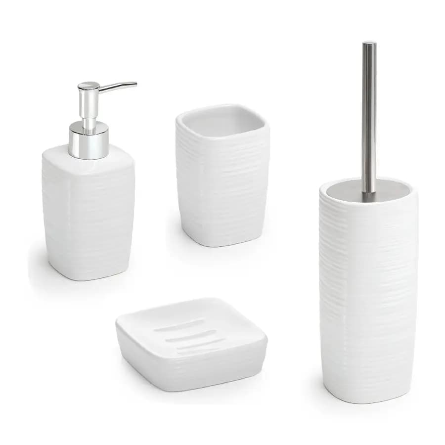 Set 4 accessori d'appoggio in ceramica bianco - Kelly di Gedy
