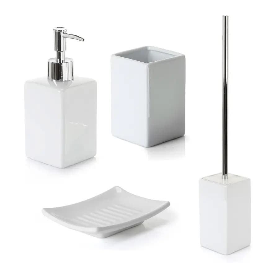 Set 4 accessori da appoggio in ceramica bianco - Verbena di Gedy