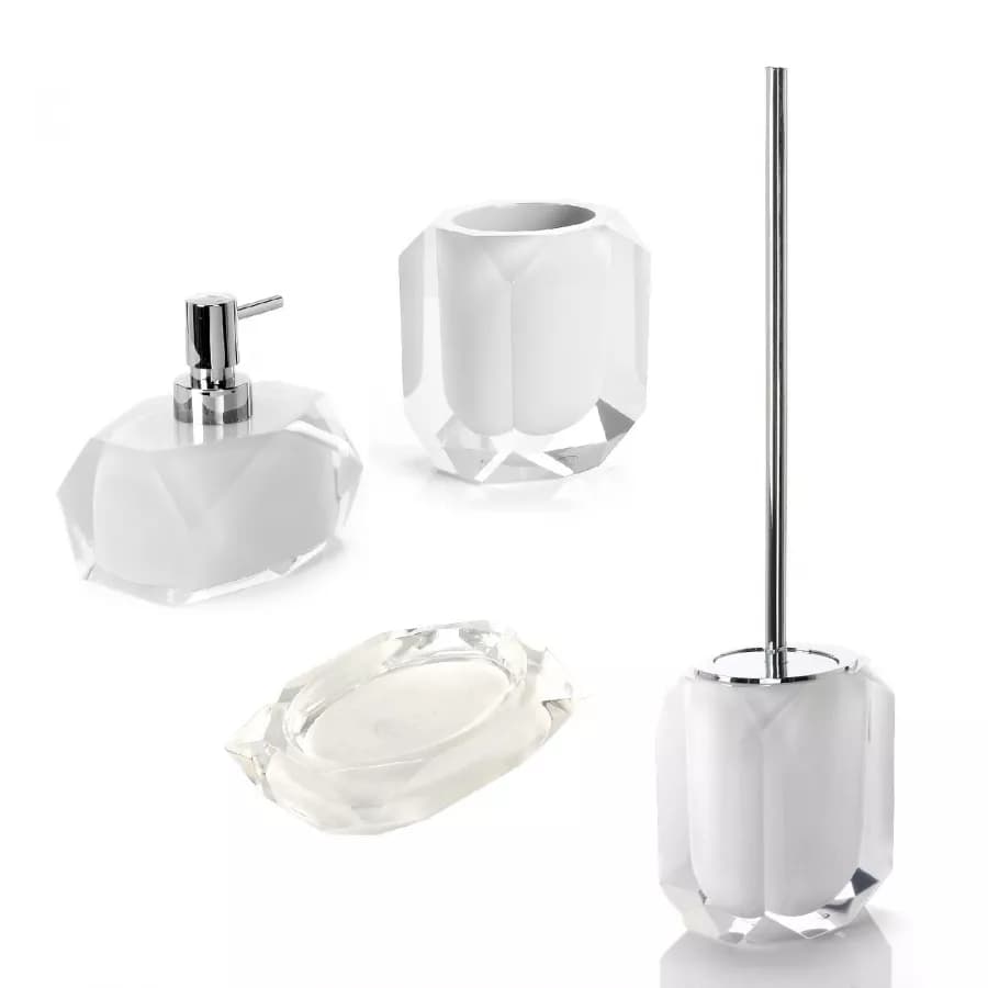 Set 4 accessori appoggio bianco e trasparente - Chanelle di Gedy