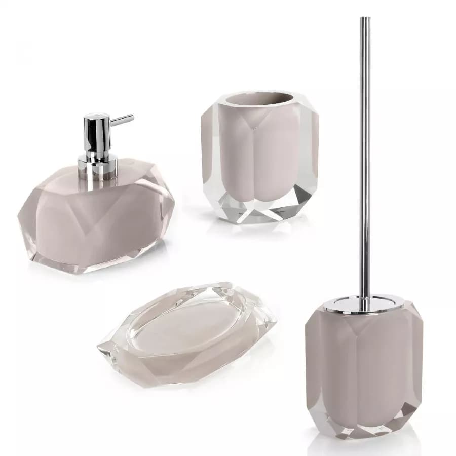 Set 4 accessori appoggio tortora chiaro e trasparente - Chanelle di Gedy