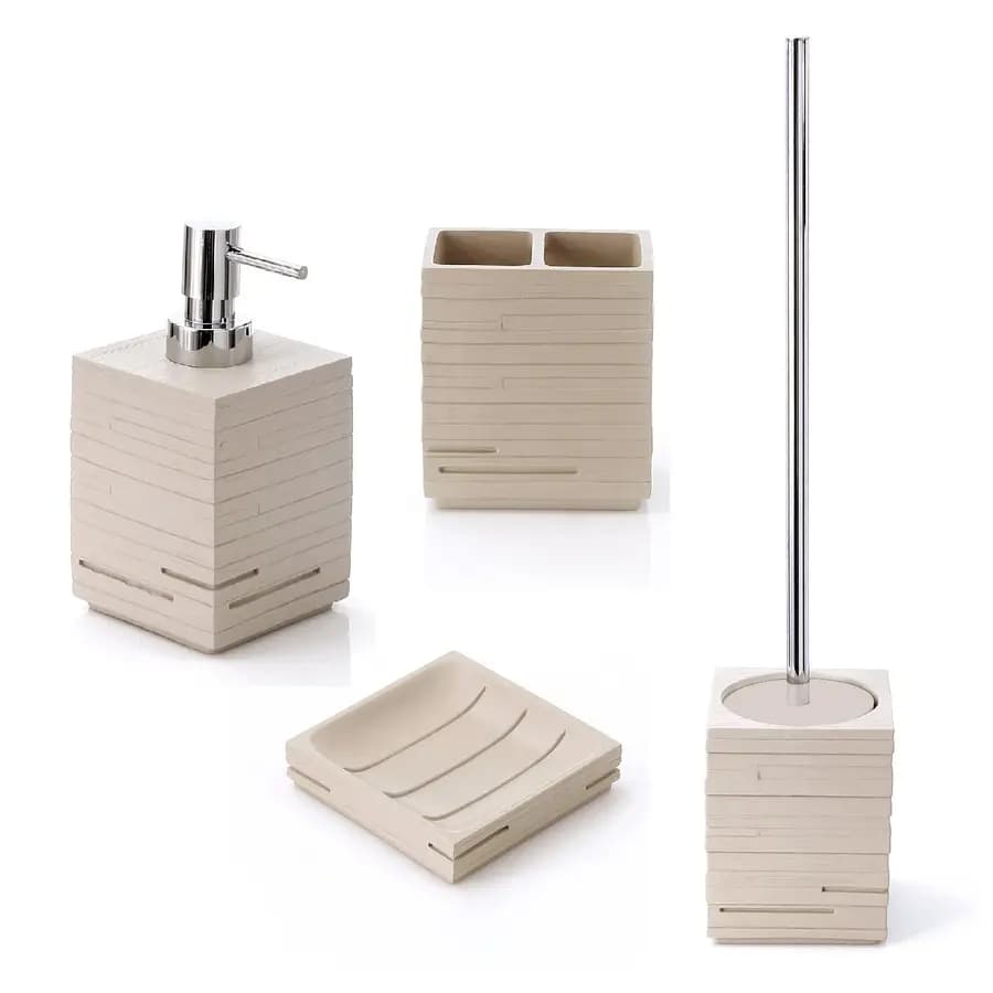 Set 4 accessori appoggio in resina tortora chiaro - Quadrotto di Gedy