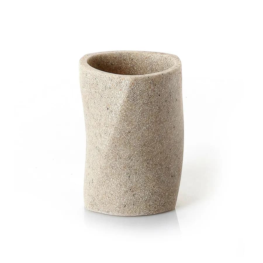 Set 4 accessori appoggio in resina beige con inserti cromati - Libra di Gedy