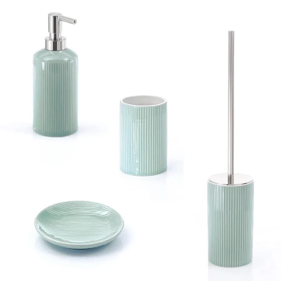 Set 4 accessori d'appoggio in ceramica acquamarina - Sabina di Gedy