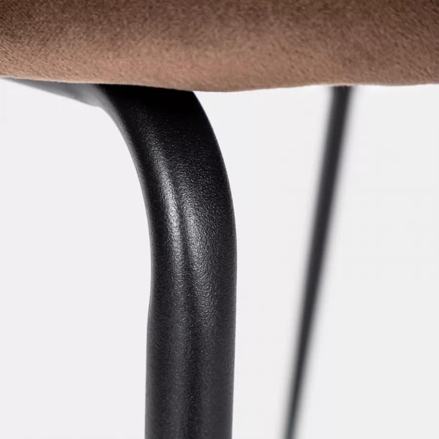 Set 4 sedie in velluto cappuccino con gambe in metallo nero - Georgia