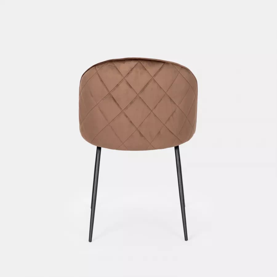 Set 4 sedie in velluto cappuccino con gambe in metallo nero - Georgia