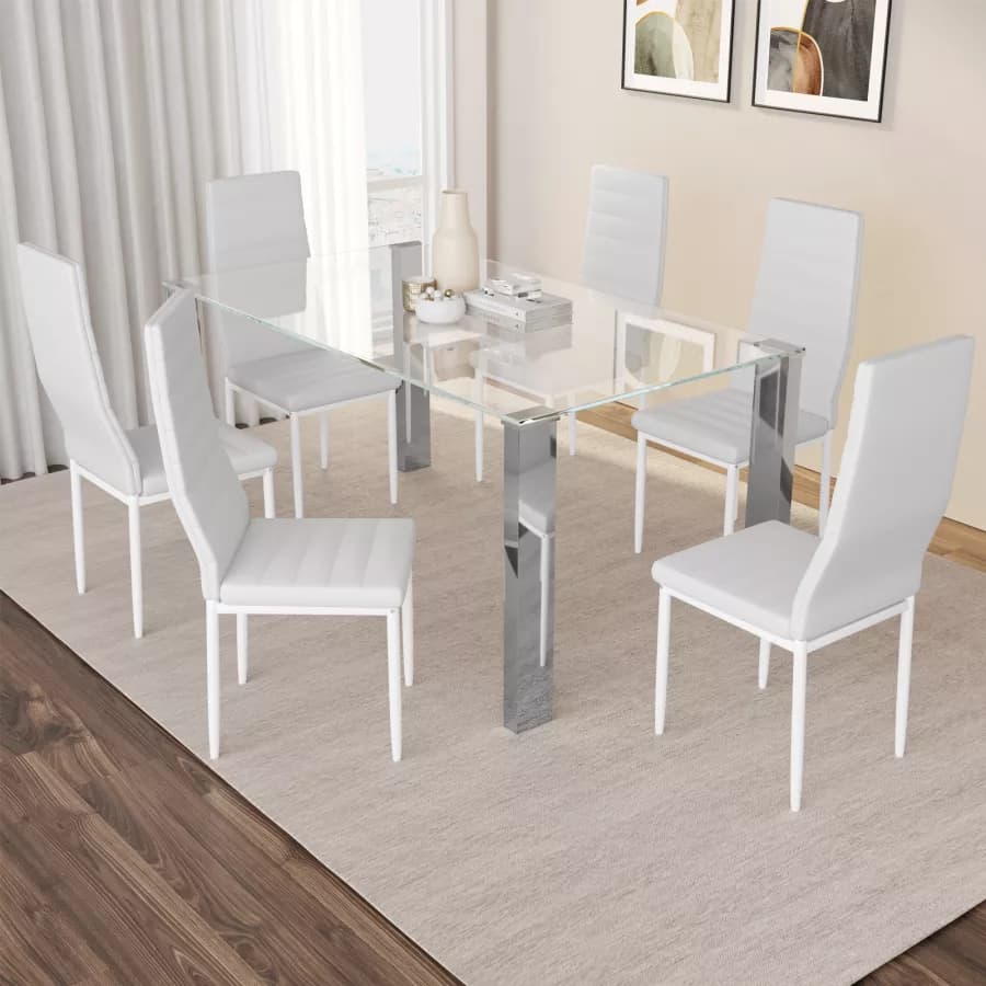 Set 6 sedie in similpelle bianca con schienale alto - Fenice