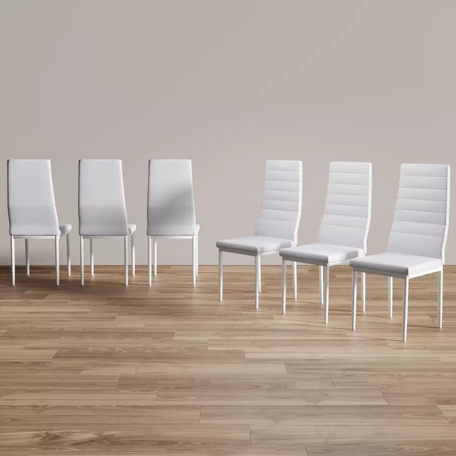 Set 6 sedie in similpelle bianca con schienale alto - Fenice