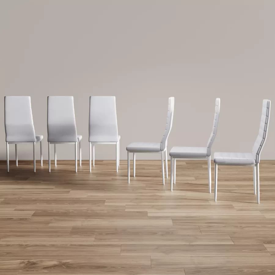Set 6 sedie in similpelle bianca con schienale alto - Fenice