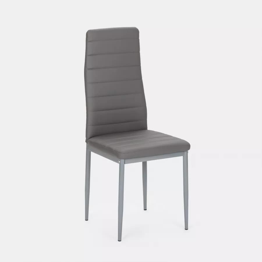 Set 6 sedie in similpelle grigia con schienale alto - Fenice