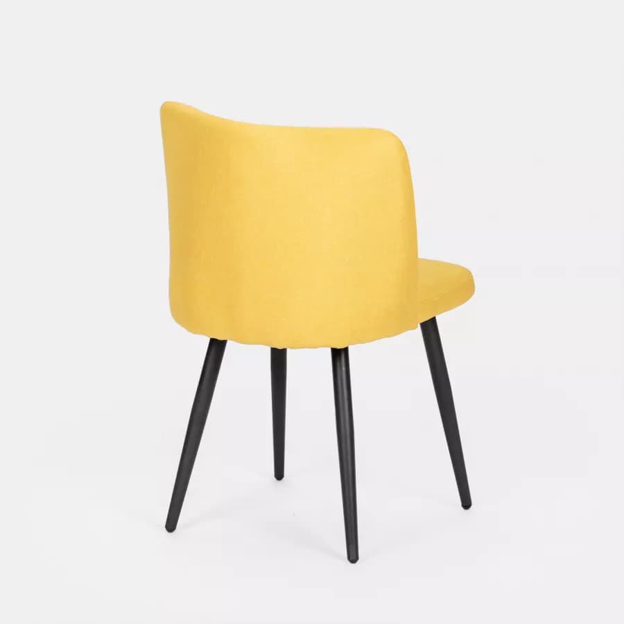 Set 4 sedie in tessuto giallo e gambe in metallo nero - Strand